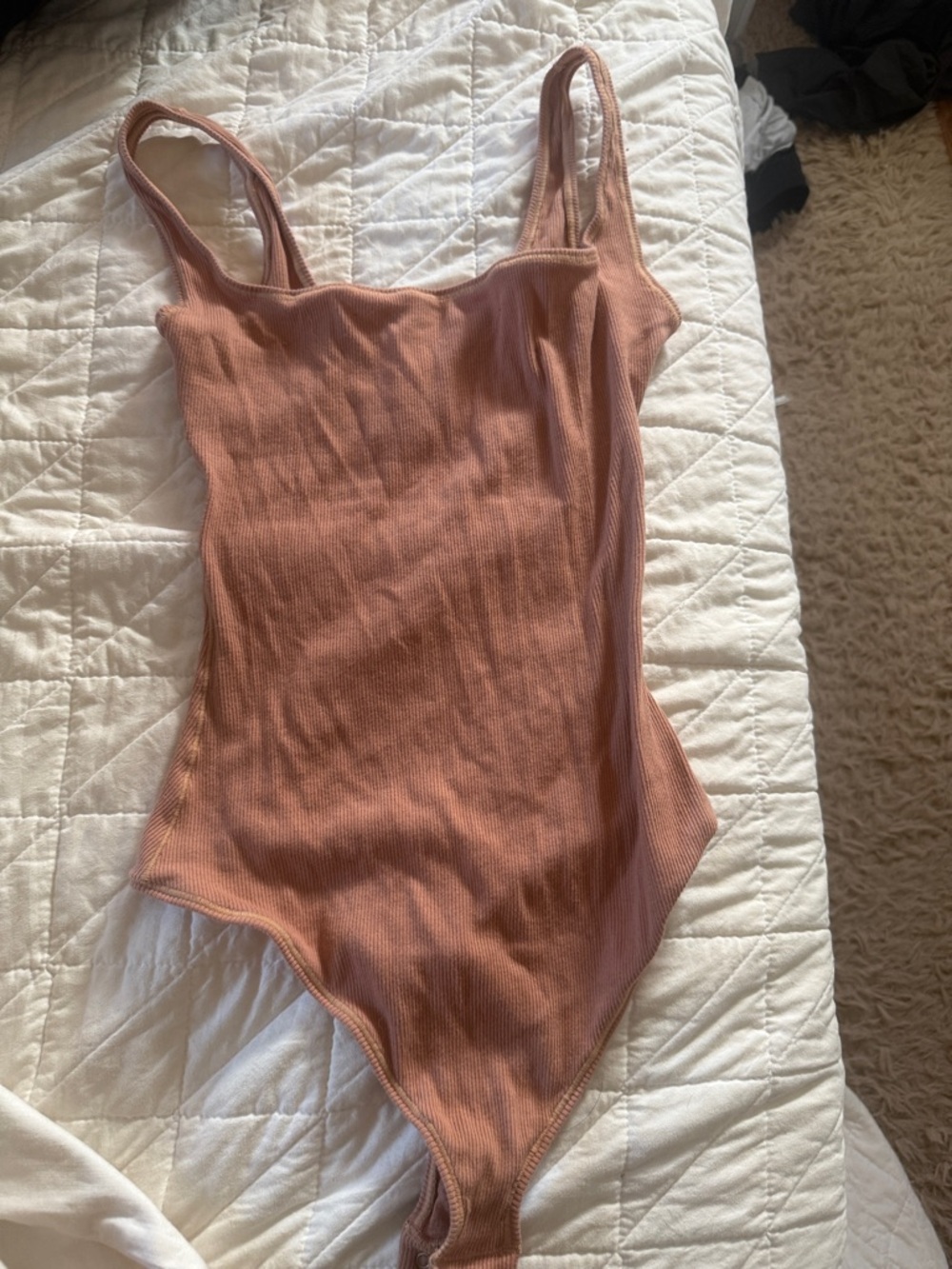 SKIMS Ribbed Scoop Neck Bodysuit in Dusty Rose
